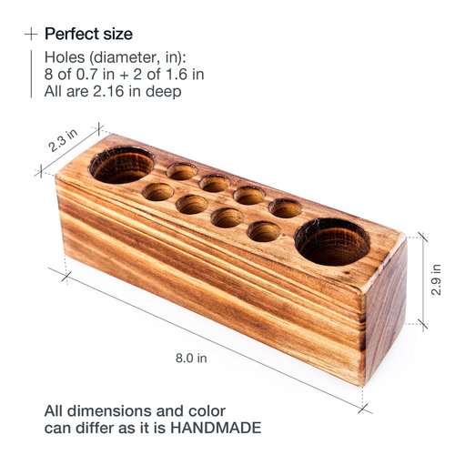 Hoffengwell Solid Pine Wood Pen Holder for Desk – Fountain Pen Holder – Stylish Wooden Pencil Holder and Pen Desk Organizer