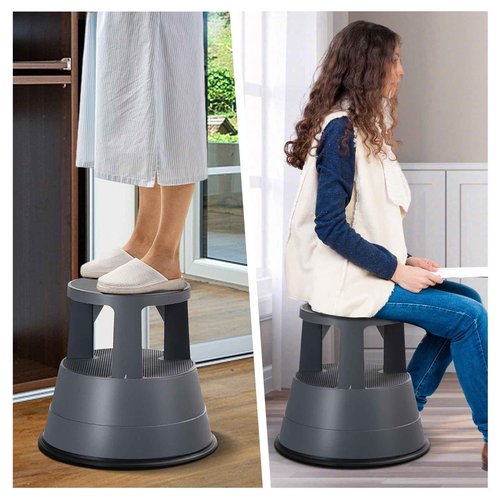 Nightcore Rolling Step Stool Kick Stool Ladder w/Non-Slip Platform Retractable Swivel Casters Firm Rubber Base, Home Appliance Mobile Scooter for Upper Cabinets High Closet, 330 LBS Weight Capacity