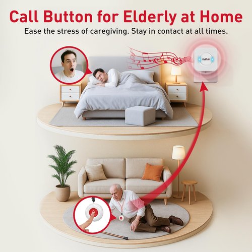 CallToU Wireless Caregiver Pager Call Button Call Bell Medical Alert System for Seniors Patients Elderly at Home 2 Waterproof Transmitters 3 Plugin Receivers