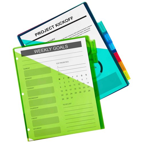 Avery Dividers for 3 Ring Binders, 8-Tab Plastic Binder Dividers, Pockets, Insertable Big Tabs, Multicolor, Extend Beyond Sheet Protectors (24 Sets of 11903)