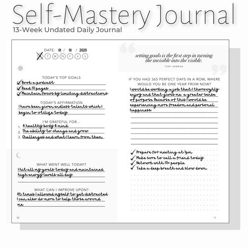 Self-Mastery Journal for Men - Daily Productivity Journal for Happiness, Gratitude, Mindfulness, Self Care & Reflection – Goal/Guided Journal for Men & Women – Inspirational Journal
