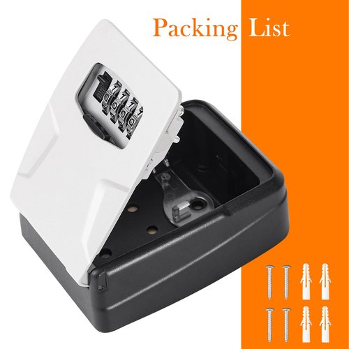 Fayleeko Key Lock Box Wall Mounted, 5 Keys Capacity, Key Safe Security Storage Lock Box for Indoor, Outdoor, Garage, Garden, Store (1 Pack, Black)