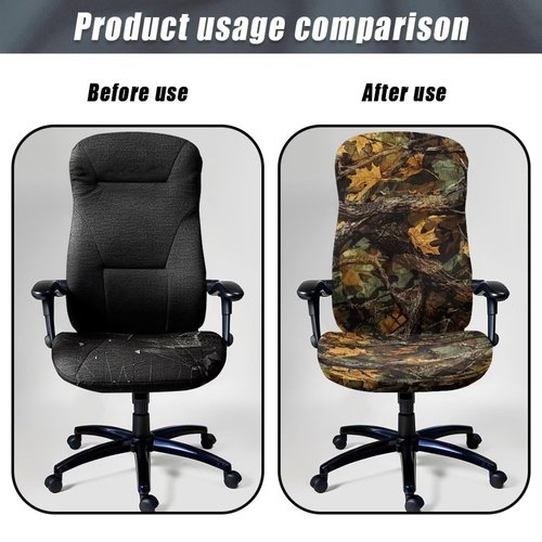 Wanyint Camo Hunting Forest Branch Office Chair Cover Universal Computer Chair Slipcover High Back Computer Chair Cover for Boss Rotating Chairs Easy to Install Machine Washable, L