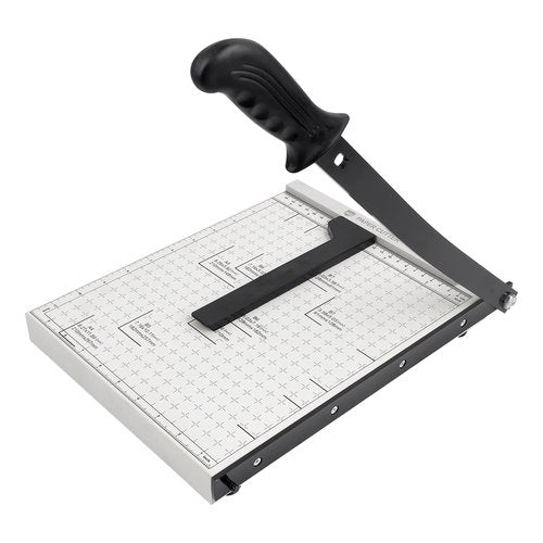Guillotine Paper Cutter, 12 Inch Heavy Duty Guillotine, 12 Sheet Capacity Stack Paper Trimmer with Safety Blade Lock, 12" Cutting Length and Paper Cutter Slicer for Office Home School