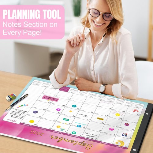 Gannyfer Desk Calendar 2025-2026, Large 22"x17" Monthly Calendar, July 2025 - Dec 2026, 18 Month Yearly Desktop Calendar with Notes, for Family, Office, and School(6 Stickers)