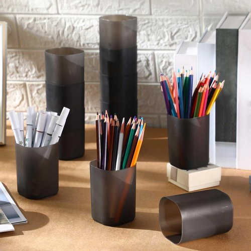 Sherr 50 Pack Black Pen Holders for Desk Pen Cups Bulk Pencil Organizer Makeup Brush Holder Matte Pencil Cups Ins Style for Office Home Back to School Supplies, 2.76 x 3.94 Inches