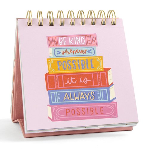 52 Weeks of Happy Quotes Desk Flip Calendar by Pippi Post, Office Desk Decor for Women, Aesthetic Cute Accessories, Positive Affirmations Decorations, Motivational and Inspirational Gifts for Women