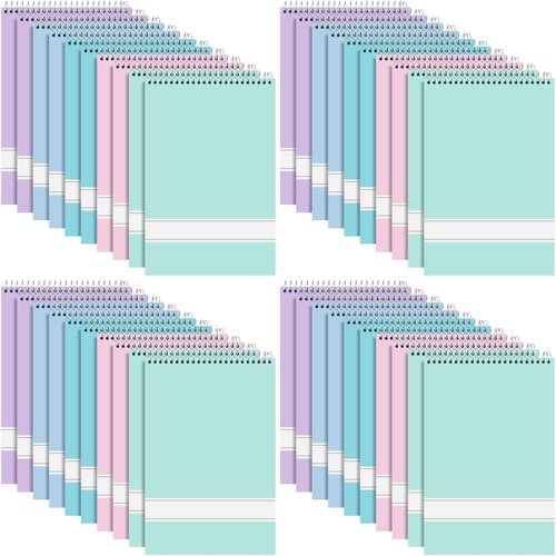 Cholemy 30 Pack Office Spiral Steno Pads Bulk 6 x 9 Inch 60 Sheets Pastel Spiral Notebook White Paper Gregg Rule Assorted Pastel Color Covers Note Pads for University College