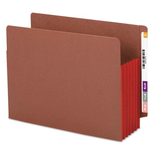 Smead End Tab Pocket, Reinforced Straight-Cut Tab, 5-1/4" Expansion, Extra Wide Letter Size, Redrope with Red Gusset, 10 per Box (73696)