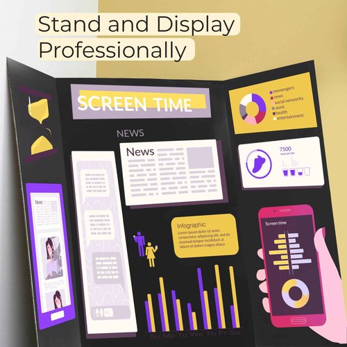 BAZIC Products Trifold Presentation Board 36" X 48" Black, Tri-Fold Corrugated Poster Boards, Cardboard for Display Boards Science Fair Art Project, 2-Pack