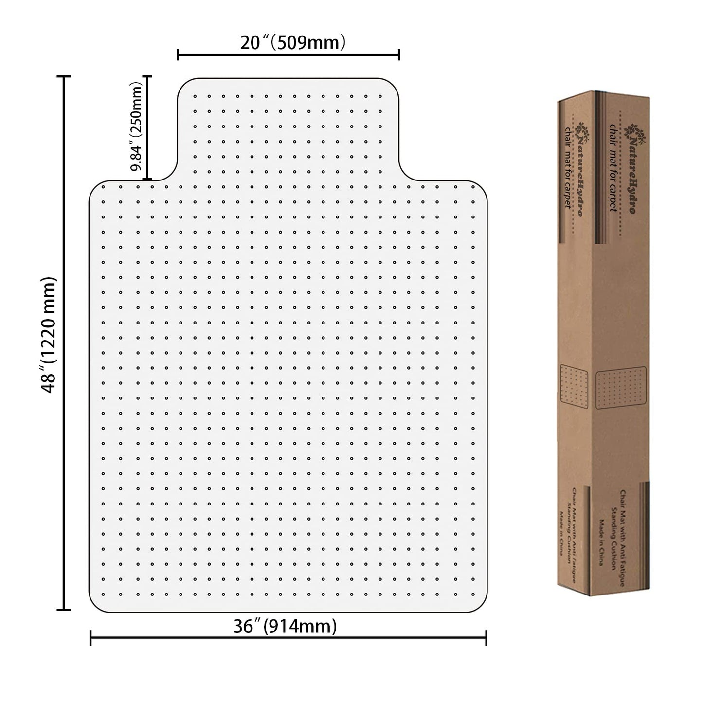 Naturehydro Chair Mat for Carpet - 48" x 36" Clear Plastic Floor Mat for Low Pile Carpet, Easy Glide Rolling Computer Desk Mats for Carpeted Floors, BPA and Phthalates Free (with Lip)