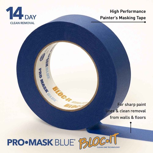 IPG ProMask Blue with BLOC-It, Premium 14-Day Masking Tape, 1.41" x 60 yd, Blue, (6-Pack)