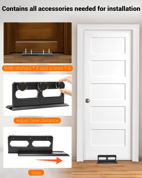 French Security Door Brace, Heavy Metal Security Lock Door Brace, with Rubber Buffer, Withstands 3000 Lbs, Prevent Entry Robbery/Thieves, Fit for Standard/Single/Double Door