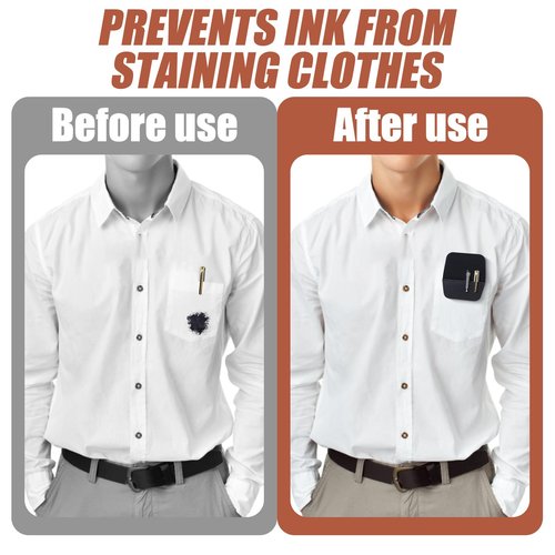 5 PCS Black Pocket Protector, Leather Pen Pouch Holder Organizer Pocket Pouch for Men Pocket Shirt, Pen Pocket Holder for School Office Hospital Supplies (Black)