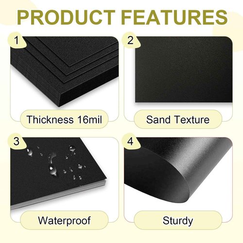 HOUYEE 200 Pack 16 Mil Poly Binding Covers,Sand Texture Binding Presentation Covers,8.5x11 Inches,Letter Size,Black,Square Corners,Un-Punched