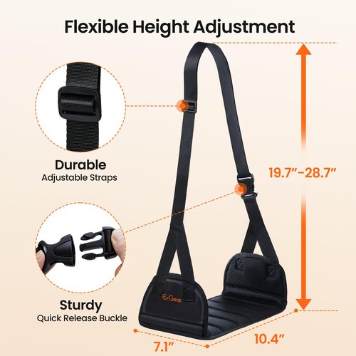 ErGear Airplane Foot Hammock, Wide Plane Footrest with Hardboard Support, Adjustable Foot Hammock for Plane Travel, Portable Airplane Foot Rest Essentials, Travel Accessories for Long Flight