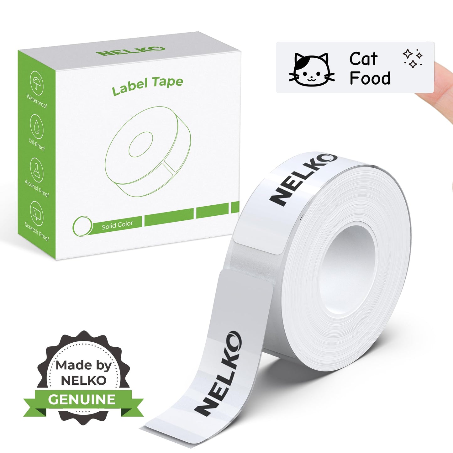 Nelko Genuine P21 Label Maker Tape, Adapted Label Print Paper, 14x50mm (0.55"x1.97"), Standard Laminated Labeling Replacement, Multipurpose of P21 Label Maker, 180 Tapes/Roll, 1 Roll, White
