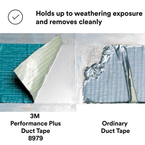 3M Performance Plus 8979 Duct Tape Heavy Duty, Slate Blue, 48 mm x 55 m, 12.1 mil, 6 Month Clean Removal, Resists UV and Weather for up to 12 Months, Tears Cleanly, Curl-Resistant, 3 Rolls