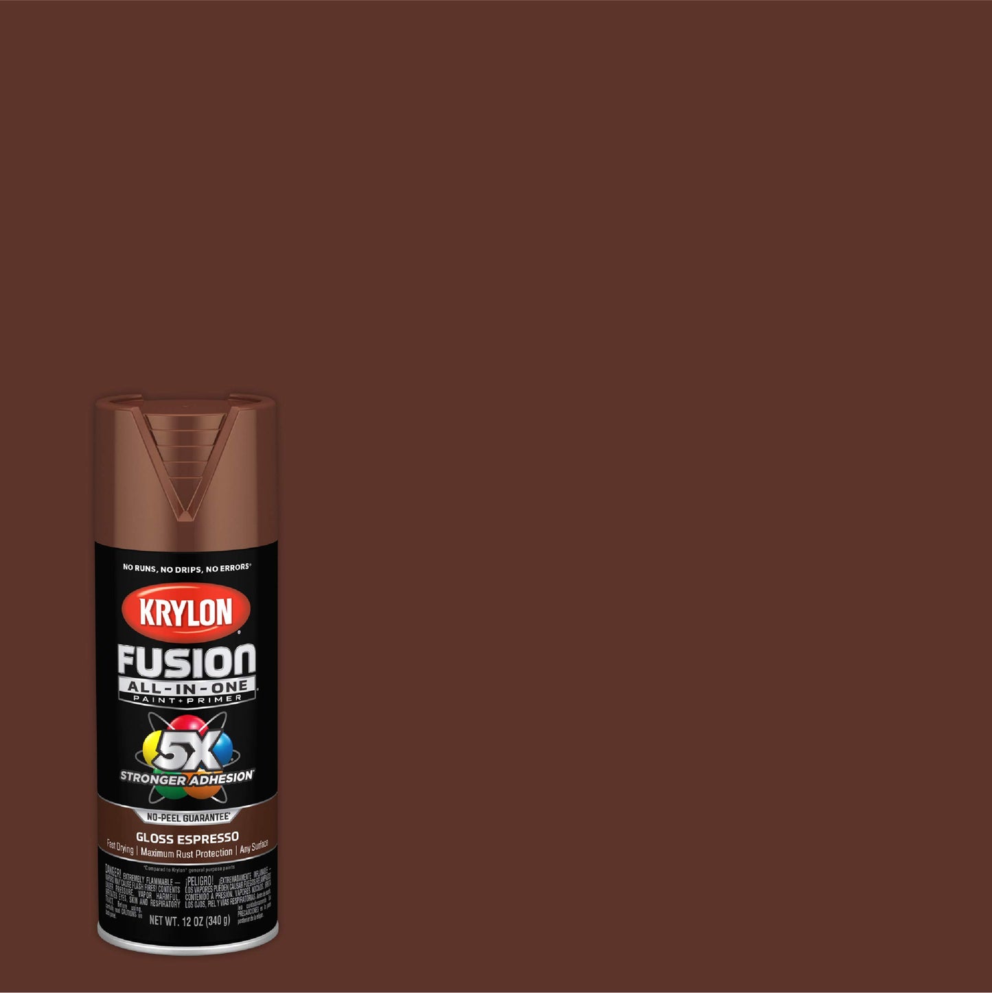Krylon Fusion All-In-One Adhesive Spray Paint for Indoor/Outdoor Use, 12 oz, Espresso