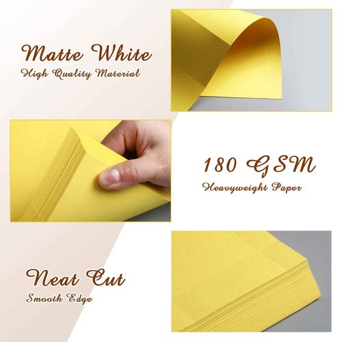 Fainne 2000 Pieces Blank Printable Business Cards Mini Note Index Perforated Card Stock Compatible with Laser and Inkjet Printer Double Sided Printing Paper 10 Cards/Sheet (Yellow)
