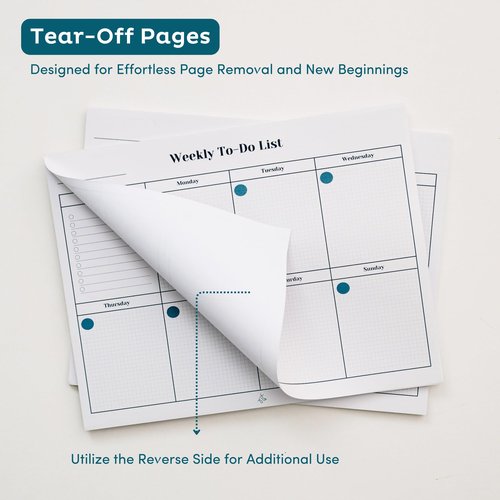 Nook Theory 8.5" x11" Weekly Task Planner Pad Tear Off - 52 Pages Undated To Do List Notepad, Full Year Productivity Planning Pad for Study and Work Desk (Green)