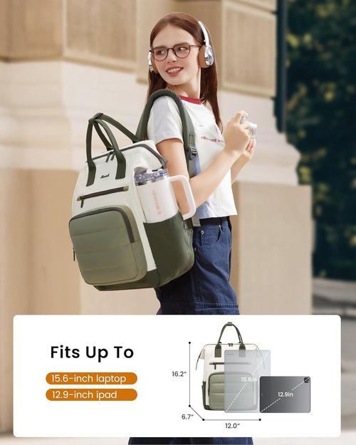 LOVEVOOK Puffer Laptop Backpack - Stylish 15.6 Inch Work Bag for Women | Perfect for Nurses, Teachers & Students