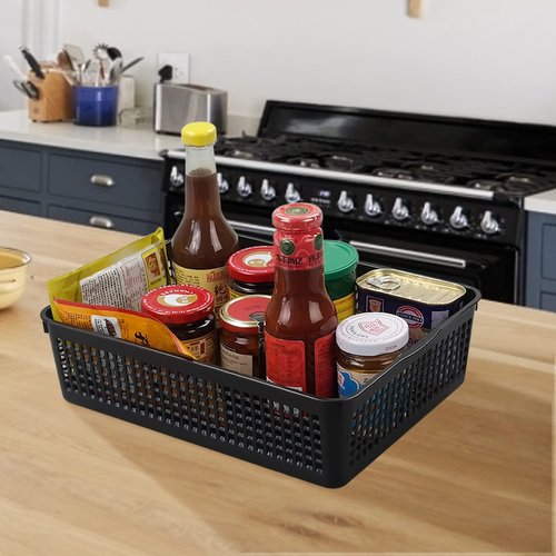 Joyeen 6 Pack Plastic Storage Paper Trays, Shallow Basket for Classroom Office Home