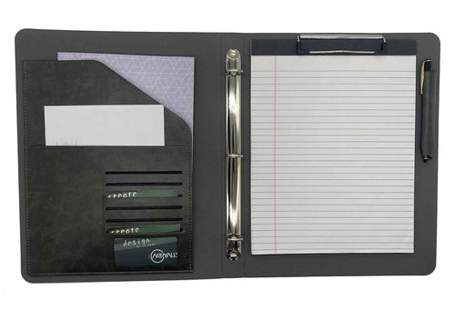 Binder Portfolio Organizer with Color File Folders, Business and Interview Padfolio with 3-Ring Binder, Clipboard (Pack of 2)