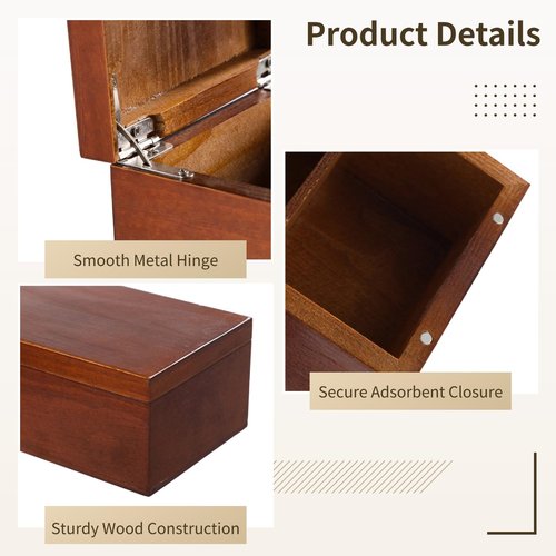 YHomU Business Card Holder 2.2 x 3.5 Inch Index Card Holder Wooden Business Card Holder, 4-Compartment Card Storage Box, Business Card Organizer, Desktop Divided Index Card Box for Office