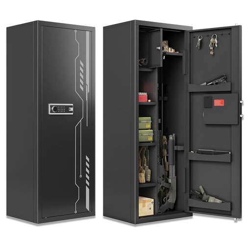 KAER 8-12 Gun Safe, Multi-Function Gun Safe for Rifles and Pistols, Gun Cabinet, Large Gun Safe for Home Rifles and Shotguns, Rifle Safe, Electronic Gun Cabinet with Removable Shelf and Rifle Rack
