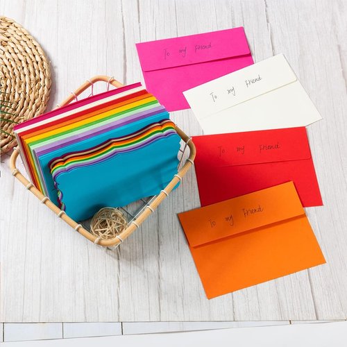 Skiennix A7 Envelopes - 100 Pack of Colorful Self-Adhesive Blank Cards | Perfect for Invitations