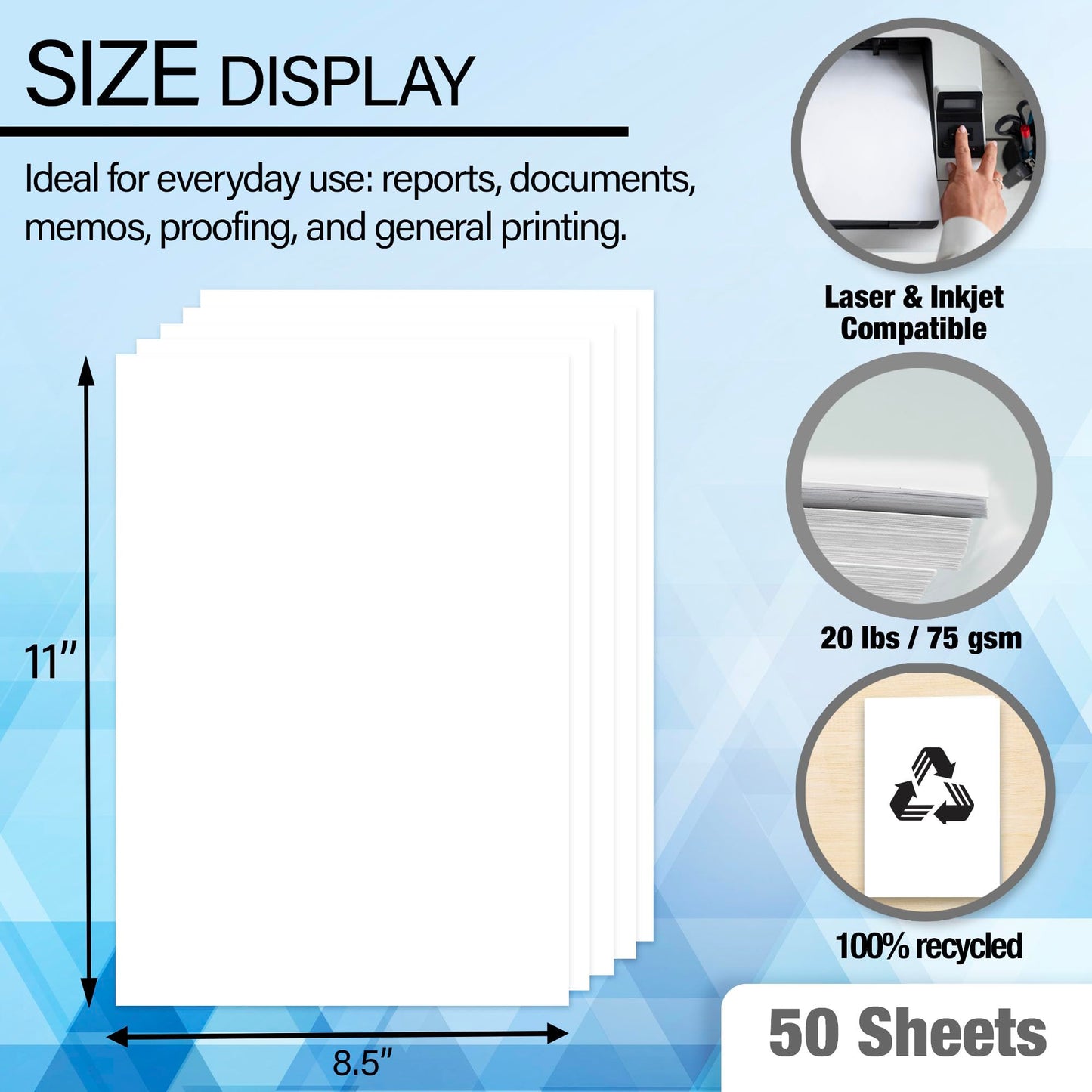 BAZIC Products 50 Count White Multipurpose Paper, for Printing Office School