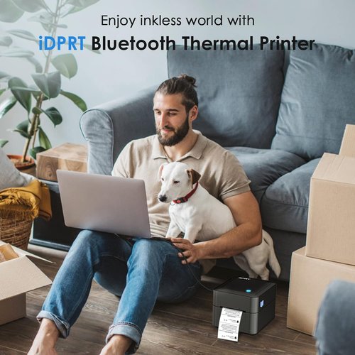 iDPRT Bluetooth Label Printer SP320 - Ultra Fast Thermal Label Printer with APP, Wireless Label Maker for 1"-3.15" Width Barcode, Address, Mailing, Filling Support Windows, Mac, iOS& Android (Renewed)