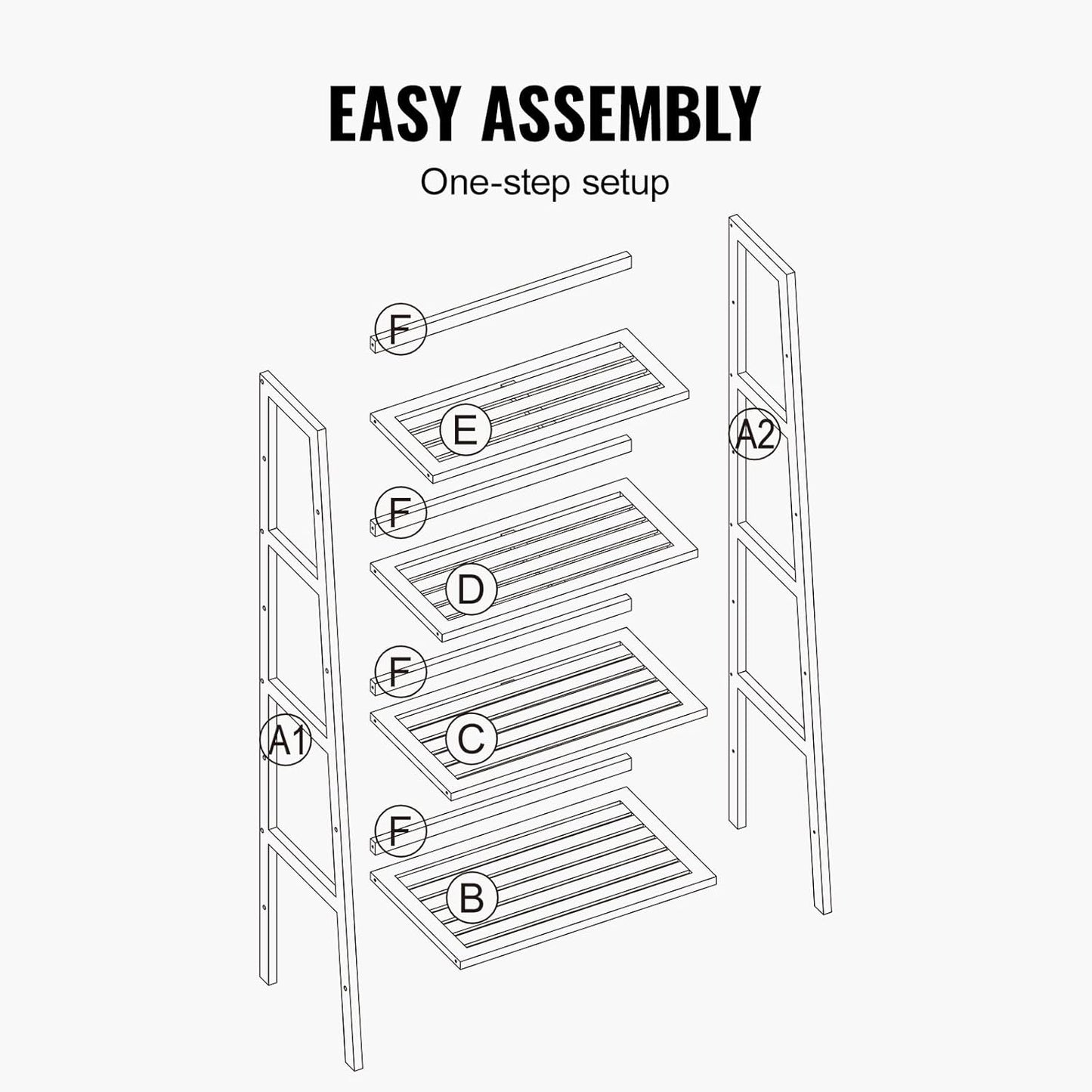 VEVOR 4-Tier Bamboo Ladder Shelf - Stylish Trapezoid Bookcase & Plant Stand | Natural Wood Finish