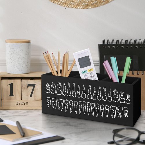 Yhtrg Dental Office Wooden Pen Pencil Holder for Desk, Gifts for Dental Doctor Nurse Hygienist Assistant Wood Makeup Brush Toothbrush Holder Organizer for Dentist Office Clinic Hospital