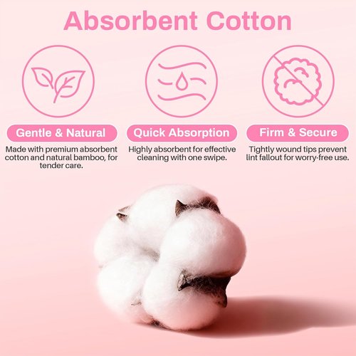 Skiennix 900pcs Pointed Cotton Swabs - Precision Tip Bamboo Sticks for Makeup & Ear Wax Removal