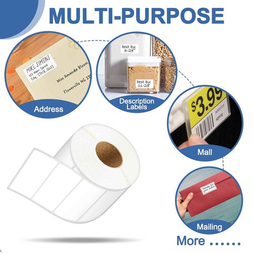 12 Rolls of 1000 2 1/4x1 1/4” Direct Thermal Labels for Barcode, Perforated Address Labels, Thermal Paper Self-Adhesive Label Stickers Mailing Compatible with Rollo, Zebra & Other Desktop Printers