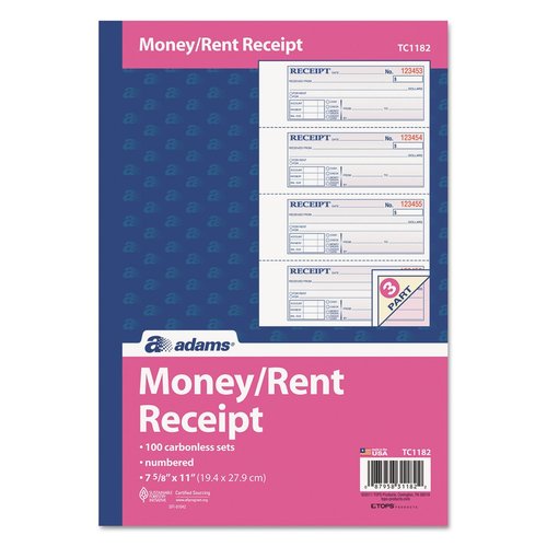 ABFTC1182 - Adams TC1182 Tape Bound Money/Rent Receipt Book