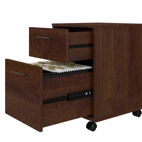 Bush Furniture Key West Rolling Cart for Home Office, 2 Drawer File Cabinet on Wheels, 15.51"W x 15.75"D x 22.28"H, Bing Cherry