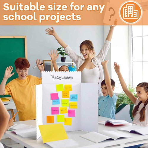 Henoyso 8 Pcs Trifold Display Board, 36" x 48" Portable Poster Board with 23.6 x 7.9 Inch Title, Lightweight Foldable Presentation Display for School Office Projects Exhibitions Workshops, White