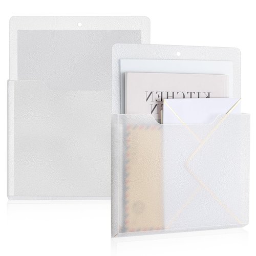 Feifeiya 2 Pack Magnetic File Holder Large Magnetic Pocket Wall Hanging Magazine Organizer Paper Mail Letters for Refrigerator Classroom Locker Whiteboard(Vertical,Clear Color,10x13 Inches)