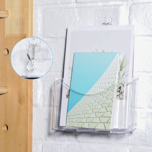 Chinco 10 Pack Acrylic Brochure Holders Bulk 6x8 Inch Commercial Menu Stands, Wall Mountable Display for Restaurants, Wedding, Literature, Pamphlets, Flyers and Trifold Documents