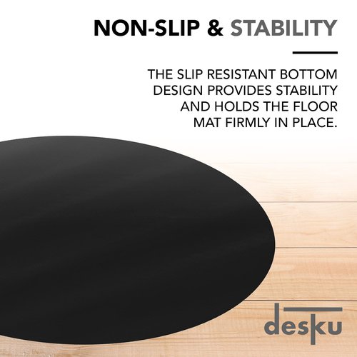 DESKU - Circle Gaming Chair Mat, Computer and Office Chair Mat for Hard Floors, Black, 46 Inches, Made in The USA