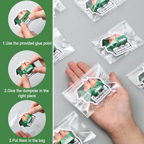 CroBlissful 30 Set Dumpster Desk Accessories for Back to School Gifts, Thank You Mini Emotional Support Resin Dumpster Ornament Appreciation Gift with Cards for Employee Coworkers Team (Cute)
