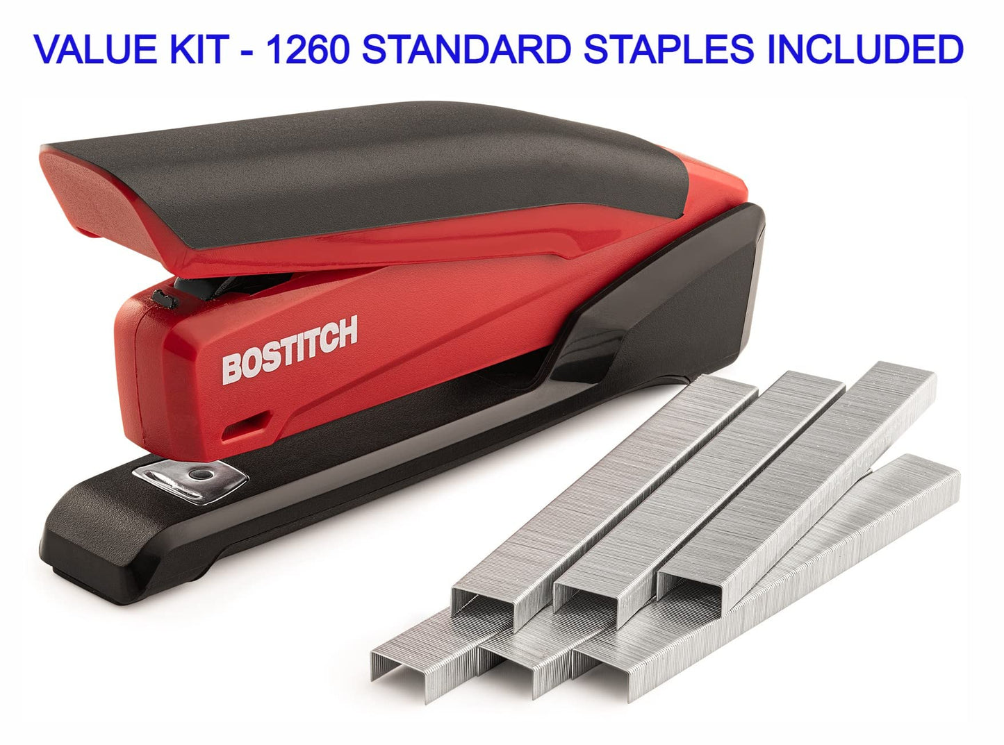 Bostitch Stapler - InPower, One Touch Heavy Duty Red Office Stapler with Built-in Staple Remover, 20 Sheet Capacity, 1260 Staples Included