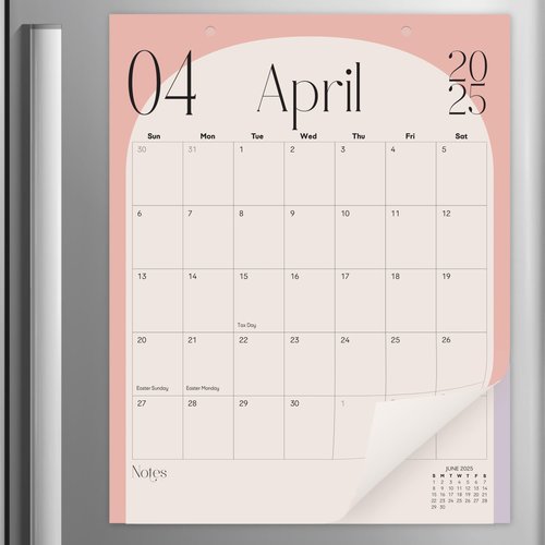 Vertical Arc Design Magnetic Calendar for Fridge January 2025 - June 2026, 13.5x11 Inches 18-Month Fridge Calendar Magnet, Perfect for Double Door French Fridge