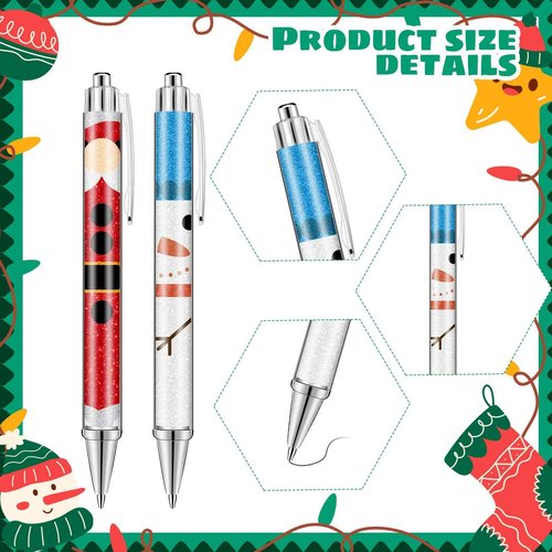 Motipuns 100 Pcs Christmas Ballpoint Pens Bulk Cute Nutcracker Candy Santa Snowman Design Christmas Pens Gifts Bulk For Xmas Tree Decoration Office Home Party Gift Supplies(Classic)