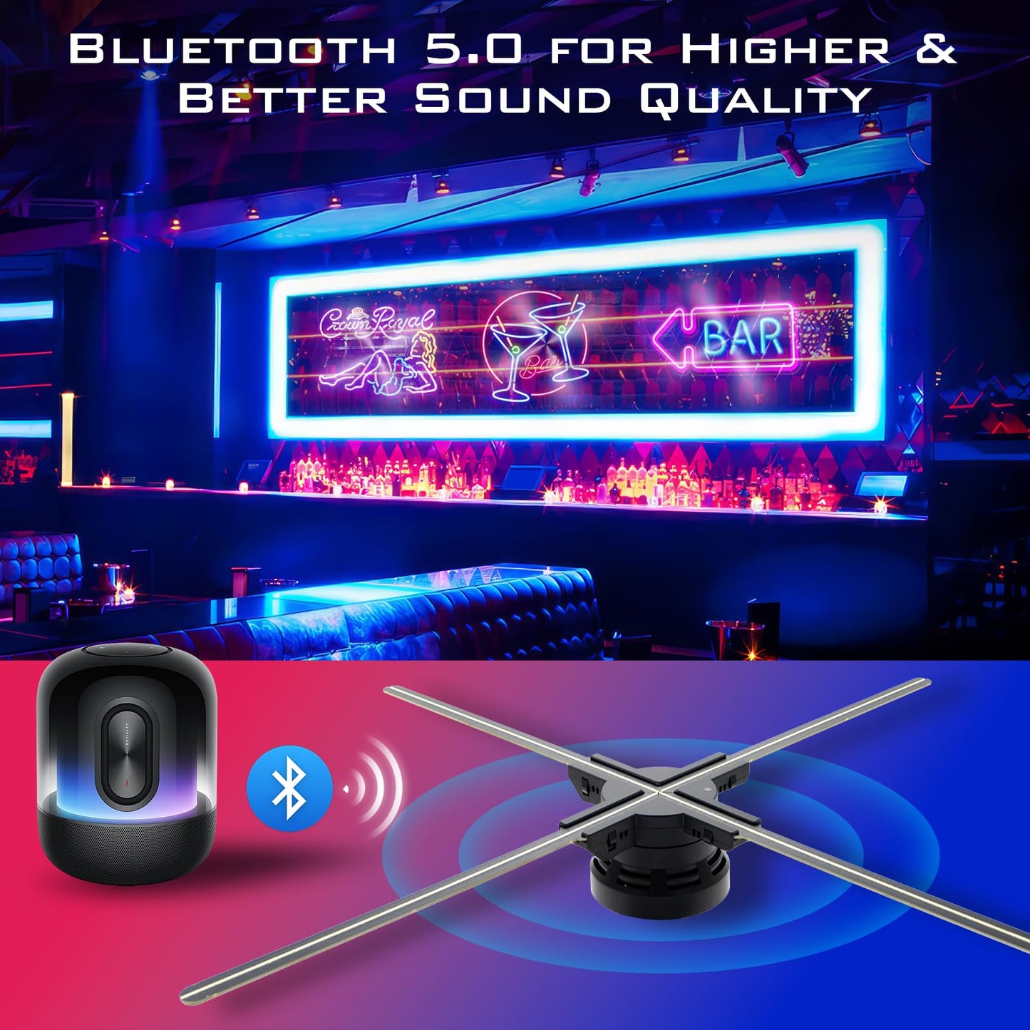 3D Hologram Fan 25.6 Inch,3D Holographic Fan with WiFi and Bluetooth,768 Highlight LEDs and 2200 cd/m² Brightness,2000+ Free 3D Video,3D Hologram Projector for Store Display,Events,Trade Show