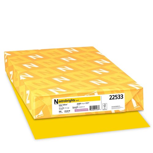 Astrobrights Color Paper, 24 lb Bond Weight, 11 x 17, Solar Yellow, 500/Ream
