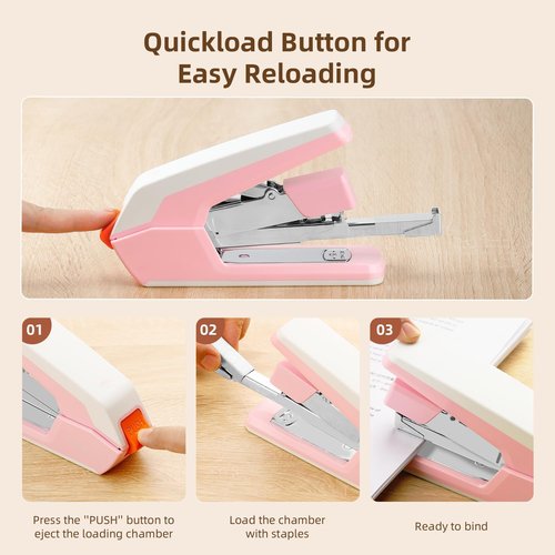 Deli Stapler - Heavy Duty Desk Stapler with 40-50 Sheet Capacity | Effortless One-Touch Loading, 3 Pack in 3 Colors
